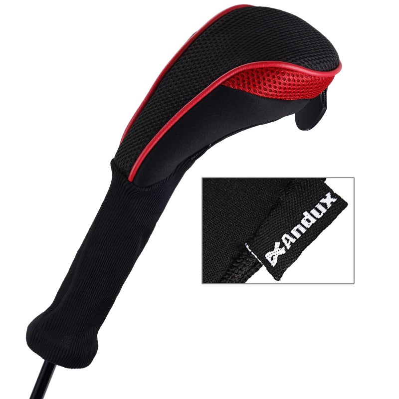 Andux 4 Pack Long Neck Golf Hybrid Club Head Covers Dial No. Tag CTMT-01 Black/Red - Image 4
